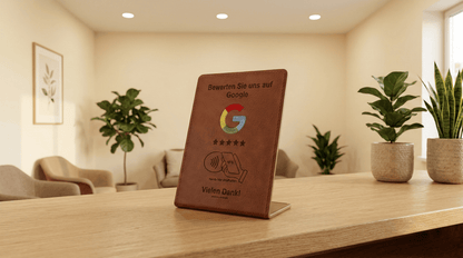 Google Bewertungs-Aufsteller – Premium Kunstleder mit NFC | Reviewify