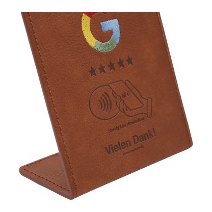 Google Bewertungs-Aufsteller – Premium Kunstleder mit NFC | Reviewify