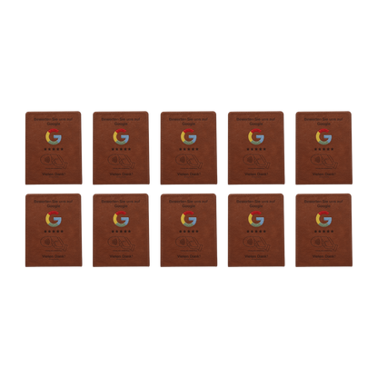 Google Bewertungs-Aufsteller – 10er Sparset | Premium Kunstleder mit NFC | Reviewify