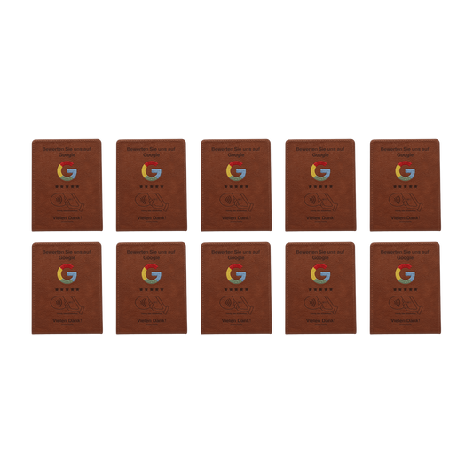 Google Bewertungs-Aufsteller – 10er Sparset | Premium Kunstleder mit NFC | Reviewify